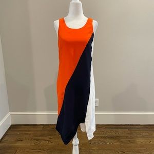 Armani Exchange color block silk sleeveless dress